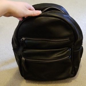 Vegan black backpack purse
